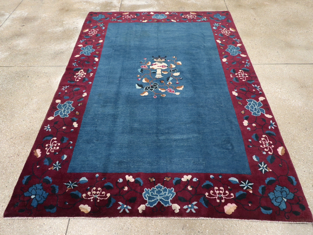 Vintage Chinese Art Deco Accent Carpet, No.30730 - Galerie Shabab