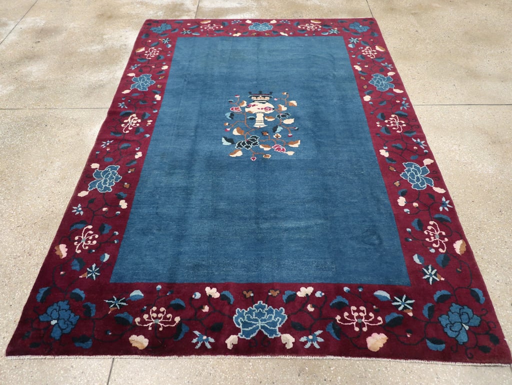 Vintage Chinese Art Deco Accent Carpet, No.30730 - Galerie Shabab
