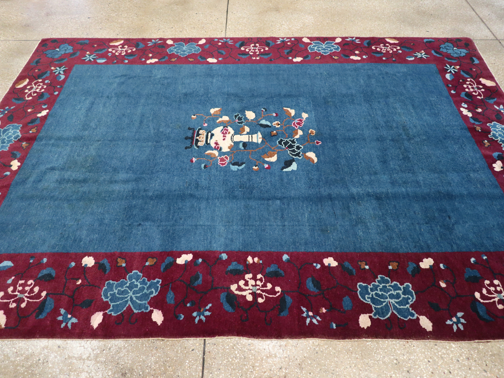 Vintage Chinese Art Deco Accent Carpet, No.30730 - Galerie Shabab