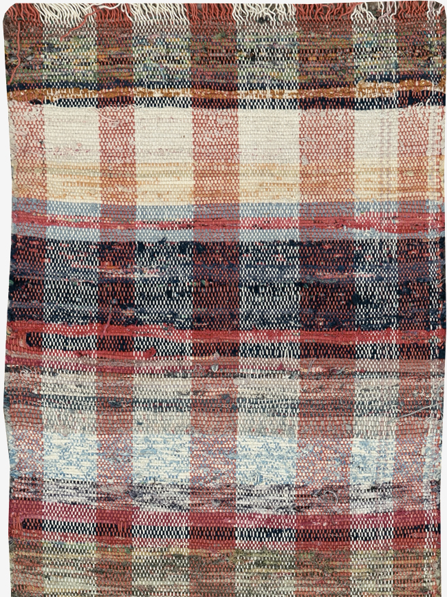 Vintage Plaid Turkish Flatweave Long Runner, No.30739 - Galerie Shabab