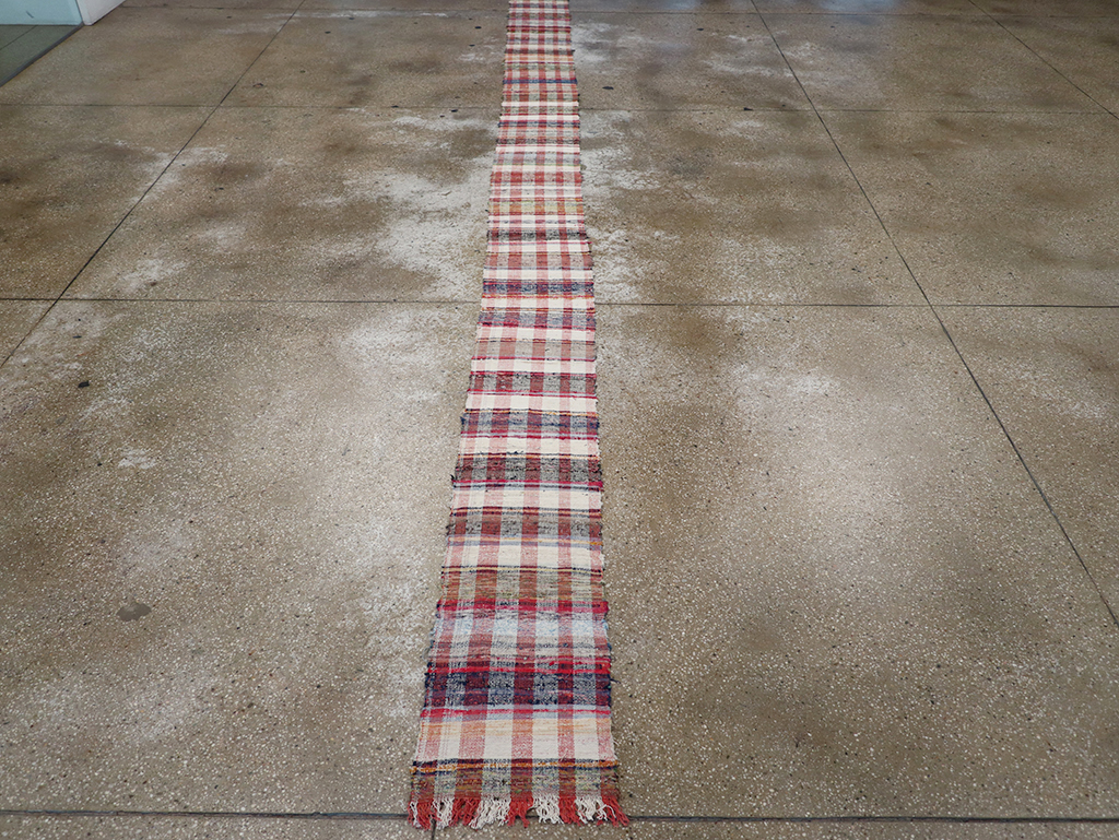 Vintage Plaid Turkish Flatweave Long Runner, No.30739 - Galerie Shabab