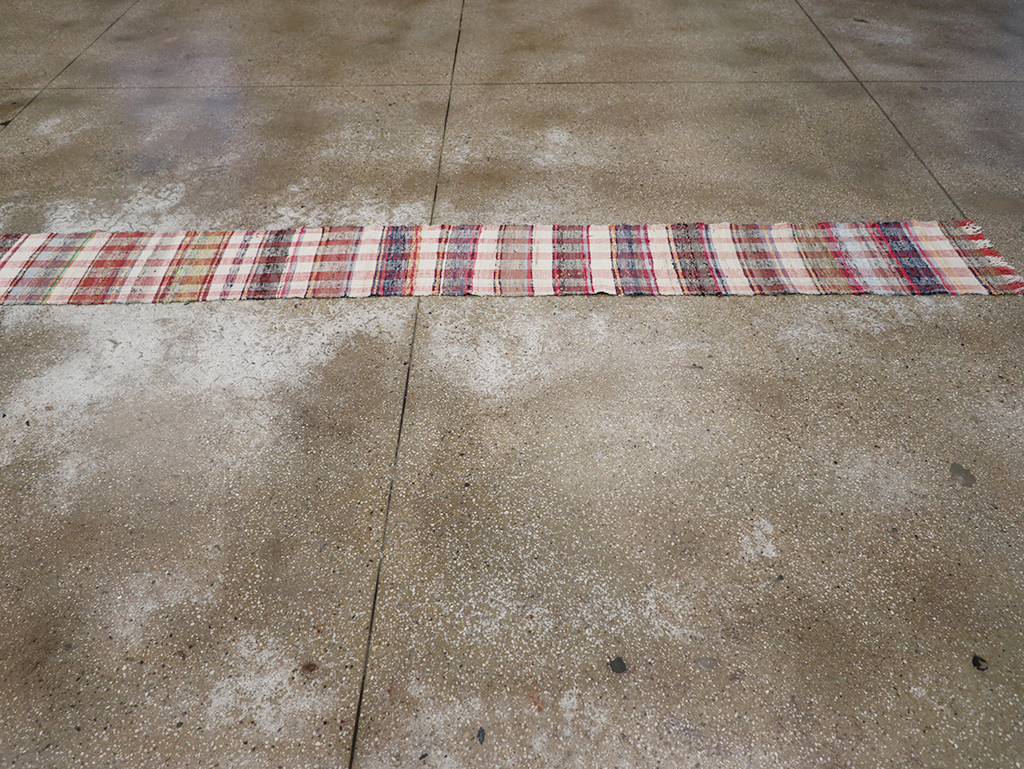 Vintage Plaid Turkish Flatweave Long Runner, No.30739 - Galerie Shabab