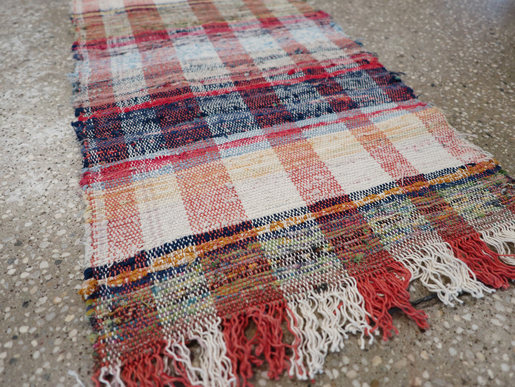 Vintage Plaid Turkish Flatweave Long Runner, No.30739 - Galerie Shabab