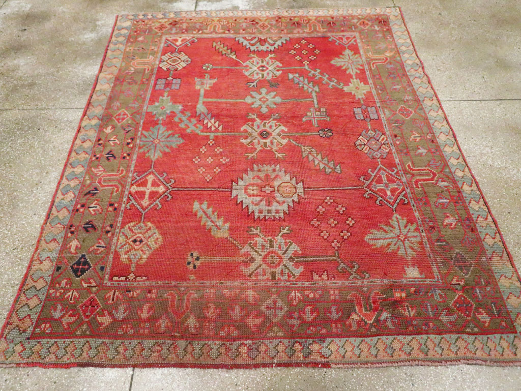 Antique Turkish Oushak Square Accent Carpet, No.30780 - Galerie Shabab