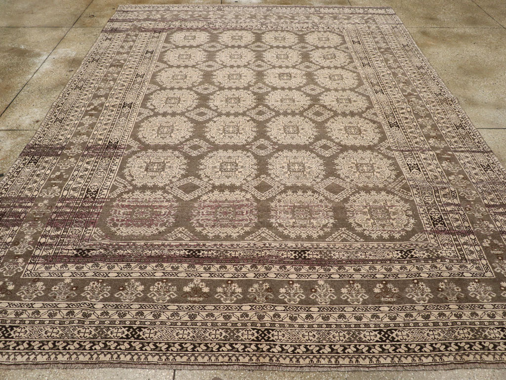 Vintage Central Asian Tribal Turkoman Room Size Carpet, No.30782 - Galerie Shabab