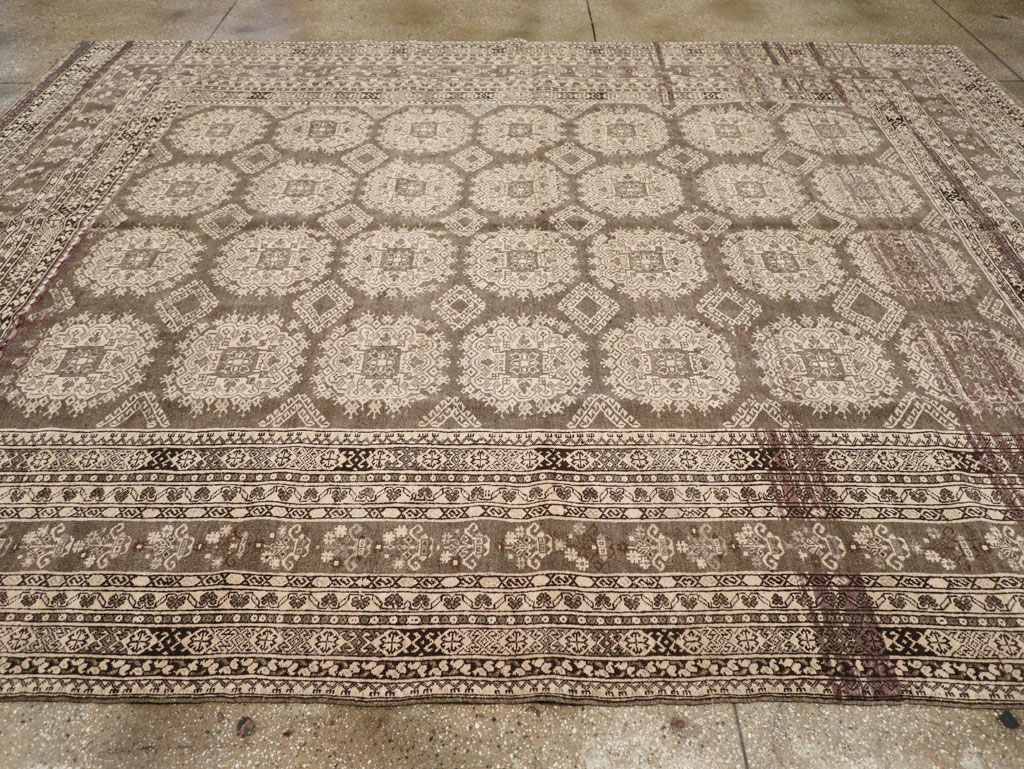 Vintage Central Asian Tribal Turkoman Room Size Carpet, No.30782 - Galerie Shabab