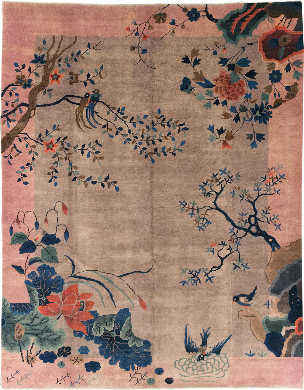 Vintage Chinese Art Deco Pictorial Room Size Carpet, No.30797 - Galerie Shabab