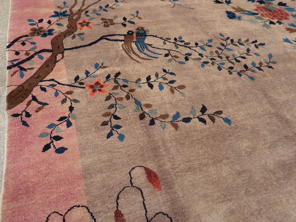 Vintage Chinese Art Deco Pictorial Room Size Carpet, No.30797 - Galerie Shabab