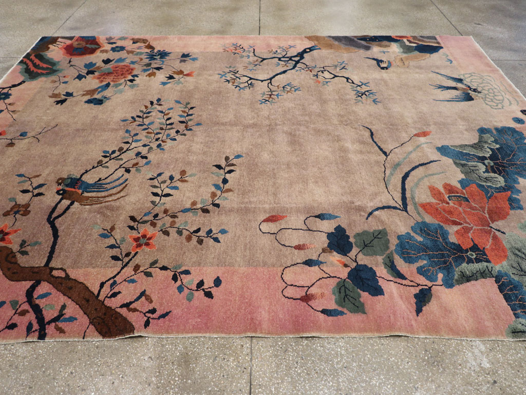 Vintage Chinese Art Deco Pictorial Room Size Carpet, No.30797 - Galerie Shabab