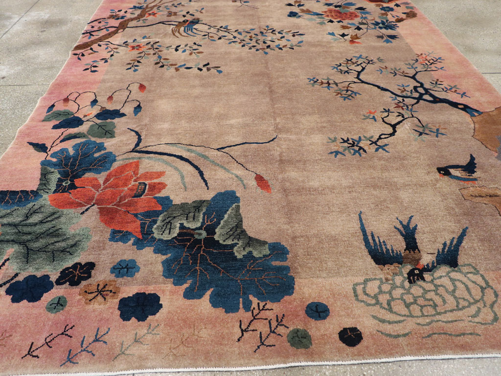 Vintage Chinese Art Deco Pictorial Room Size Carpet, No.30797 - Galerie Shabab