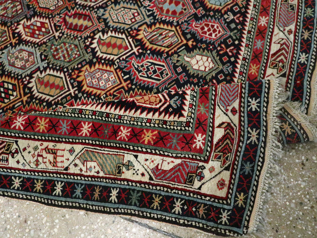 Antique Caucasian Pictorial Throw Rug, No.30798 - Galerie Shabab