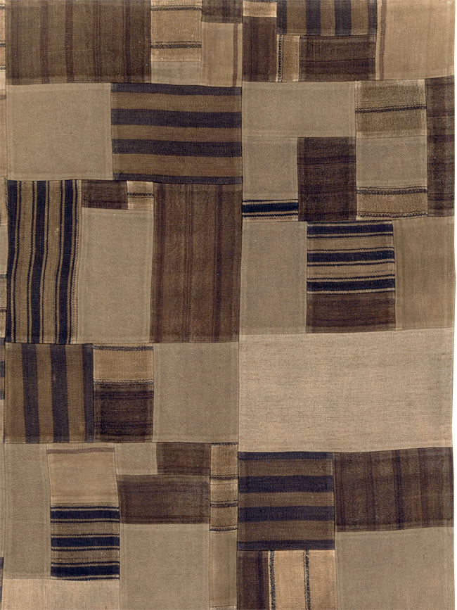 Contemporary Turkish Flatweave Patchwork Style Room Size Carpet, No.30815 - Galerie Shabab