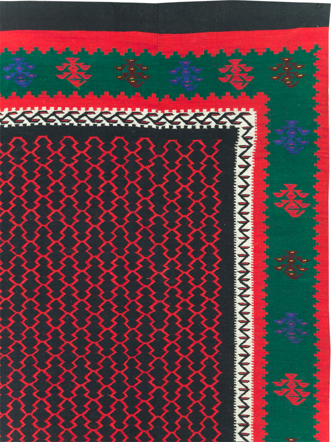 Vintage Turkish Flatweave Kilim Square Room Size Carpet, No.30823 - Galerie Shabab