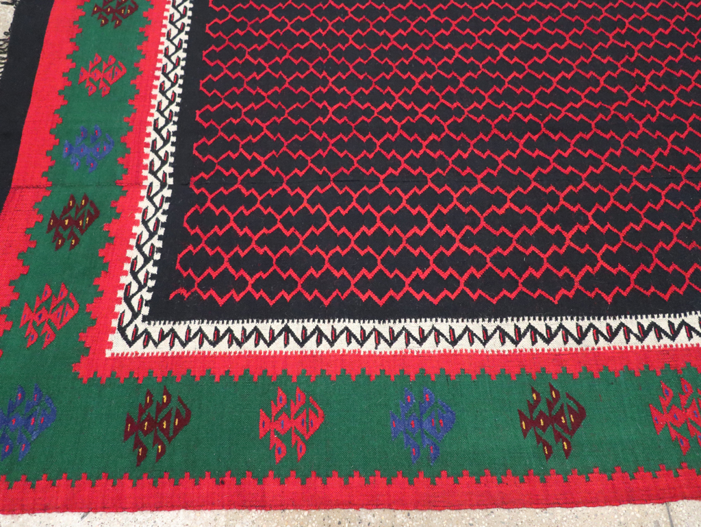 Vintage Turkish Flatweave Kilim Square Room Size Carpet, No.30823 - Galerie Shabab