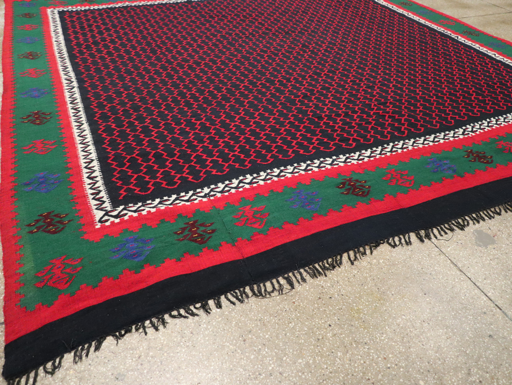 Vintage Turkish Flatweave Kilim Square Room Size Carpet, No.30823 - Galerie Shabab