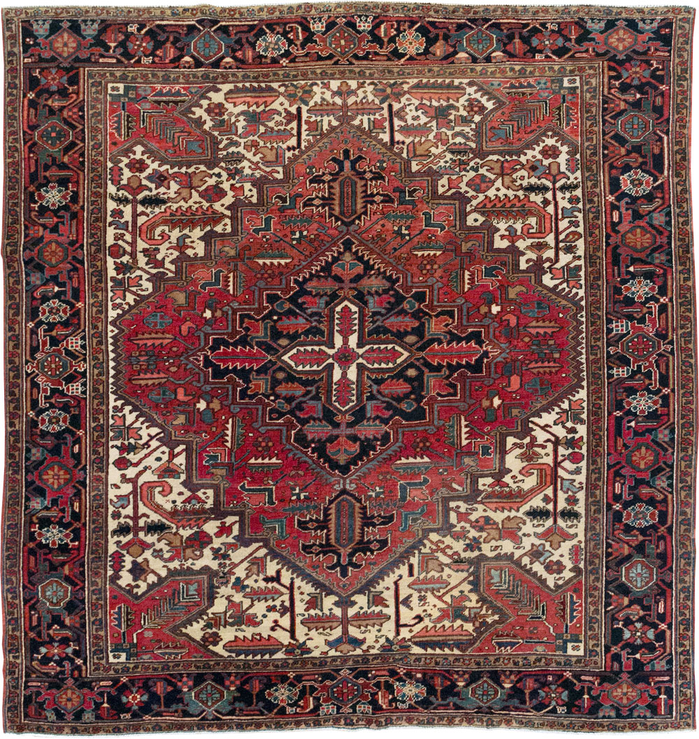 Vintage Persian Heriz Small Square Room Size Carpet, No.30859 - Galerie Shabab