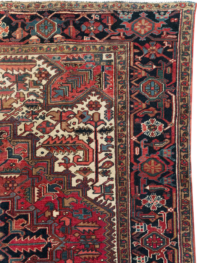 Vintage Persian Heriz Small Square Room Size Carpet, No.30859 - Galerie Shabab