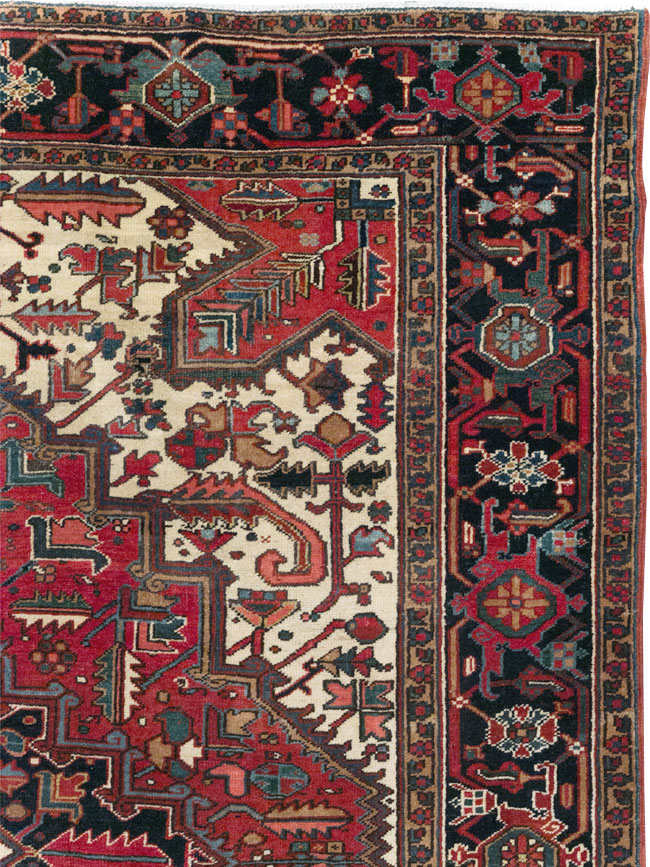Vintage Persian Heriz Small Square Room Size Carpet, No.30859 - Galerie Shabab