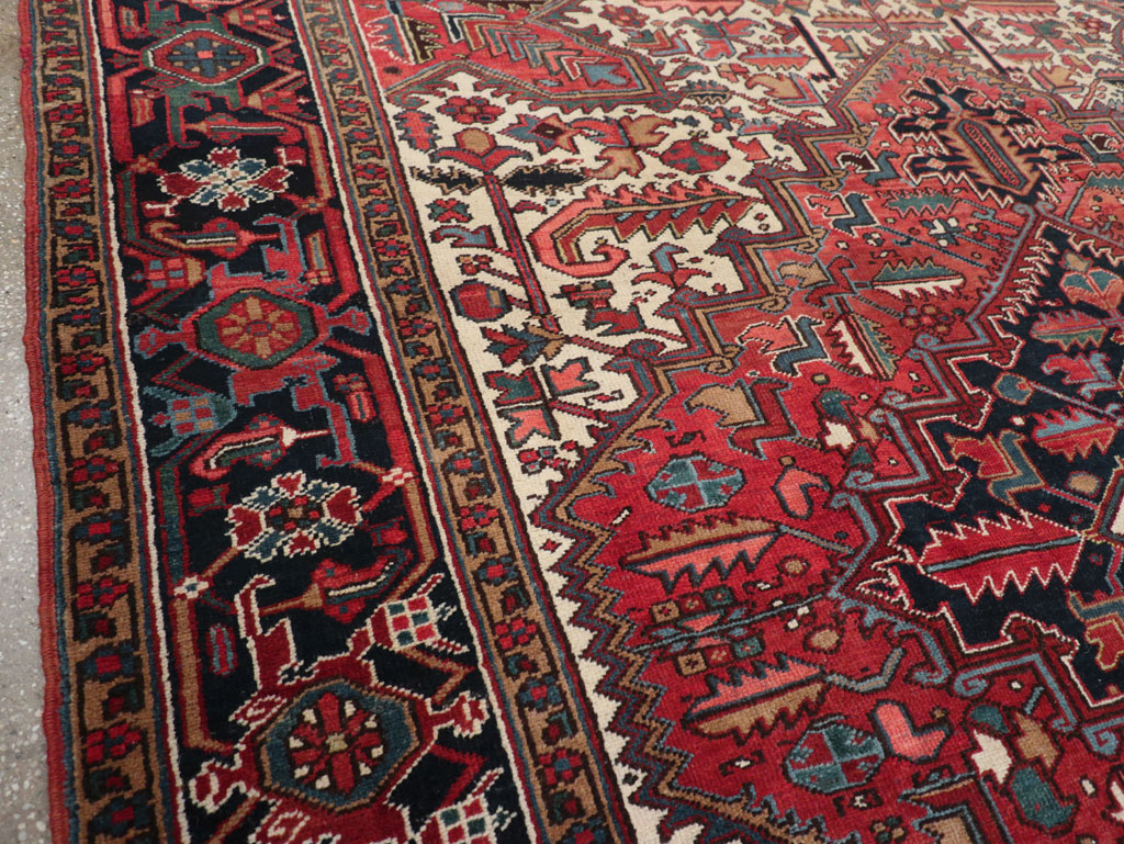 Vintage Persian Heriz Small Square Room Size Carpet, No.30859 - Galerie Shabab