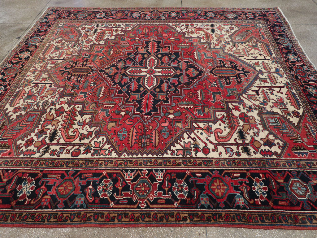 Vintage Persian Heriz Small Square Room Size Carpet, No.30859 - Galerie Shabab