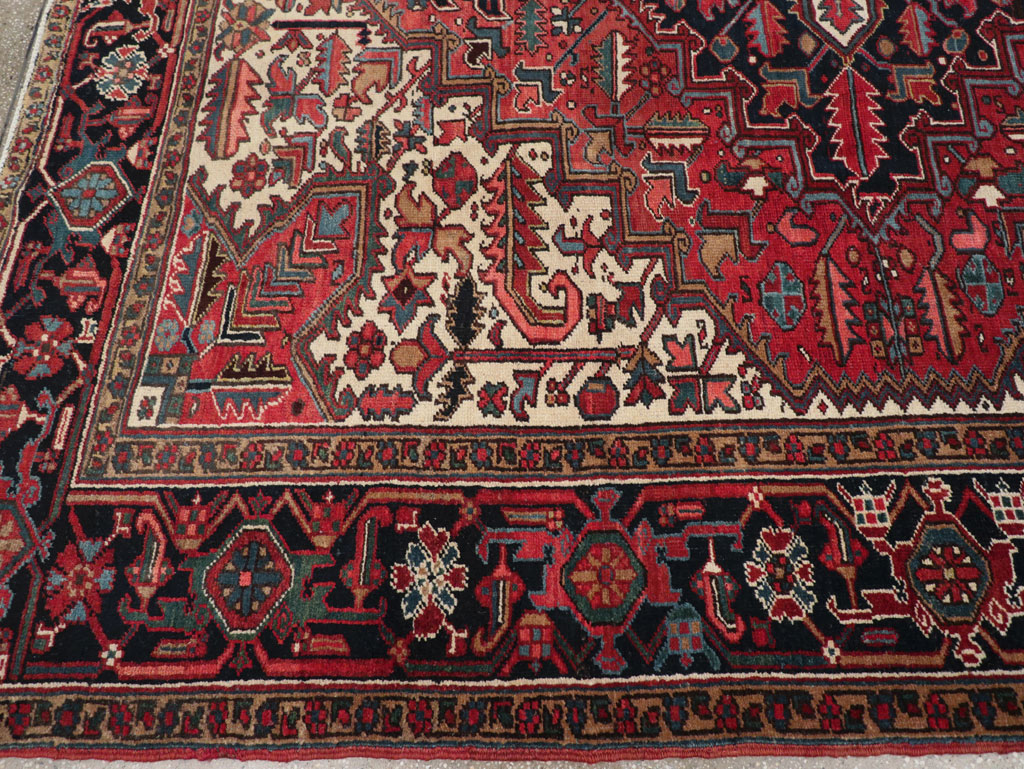 Vintage Persian Heriz Small Square Room Size Carpet, No.30859 - Galerie Shabab