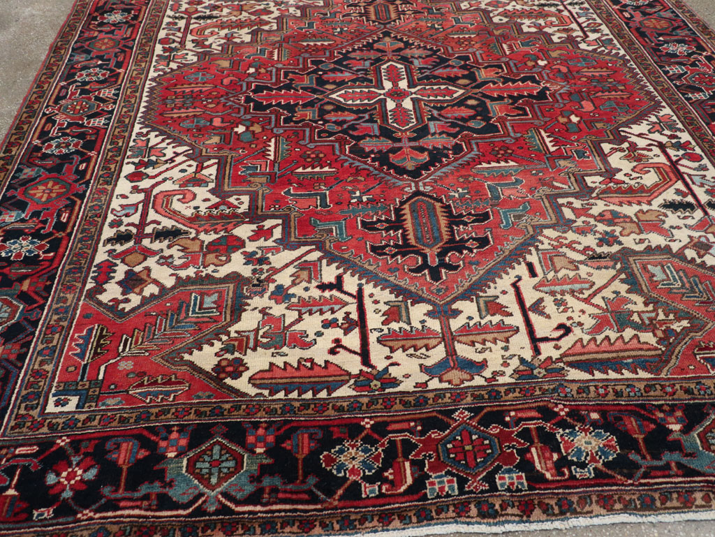 Vintage Persian Heriz Small Square Room Size Carpet, No.30859 - Galerie Shabab