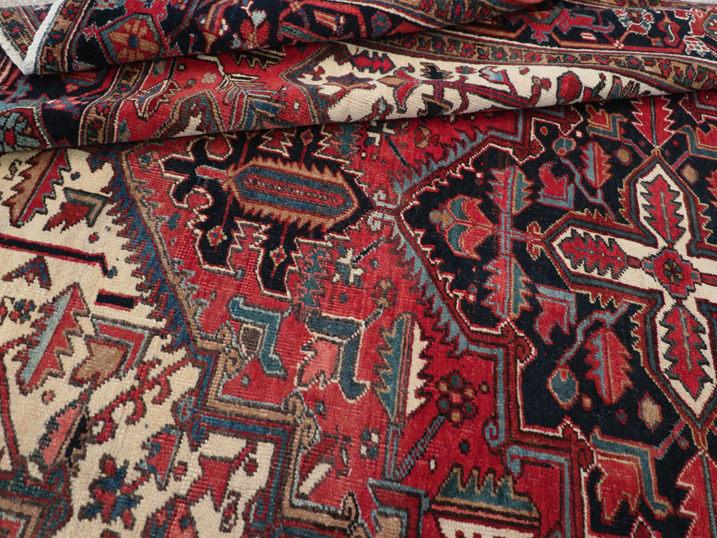 Vintage Persian Heriz Small Square Room Size Carpet, No.30859 - Galerie Shabab