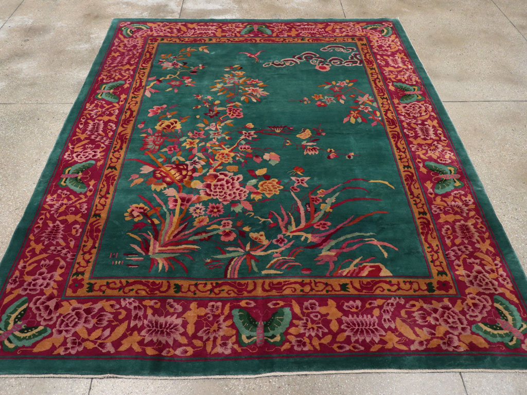Vintage Chinese Art Deco Small Room Size Carpet, No.30861 - Galerie Shabab