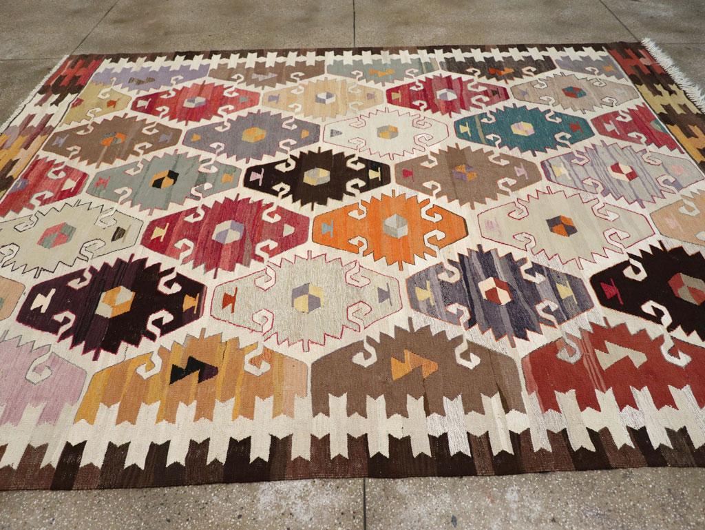 Contemporary Turkish Flatweave Kilim Room Size Carpet, No.30865 - Galerie Shabab