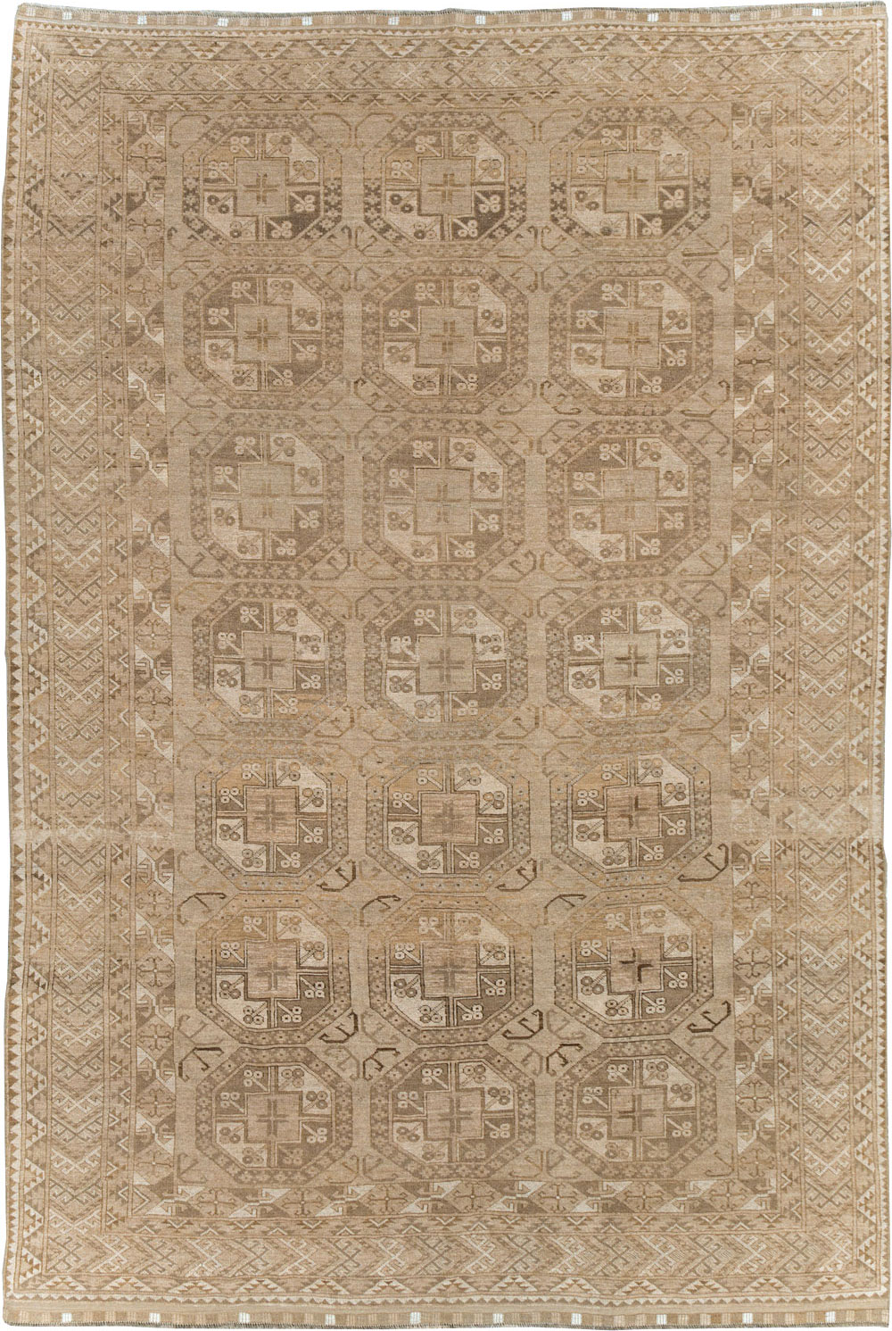 Vintage Central Asian Turkoman Tribal Room Size Carpet, No.30883 - Galerie Shabab