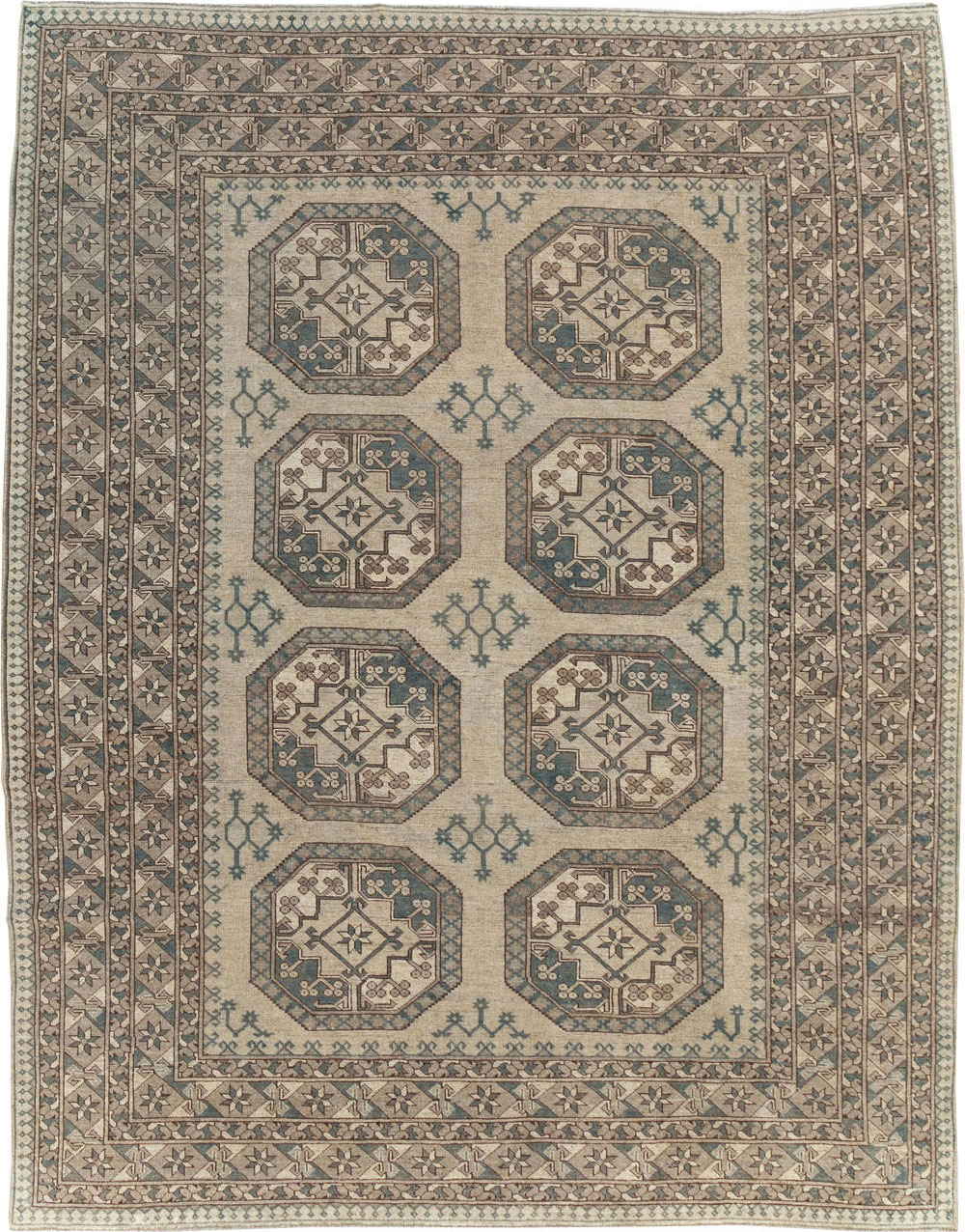 Vintage Central Asian Turkoman Small Room Size Tribal Carpet, No.30884 - Galerie Shabab
