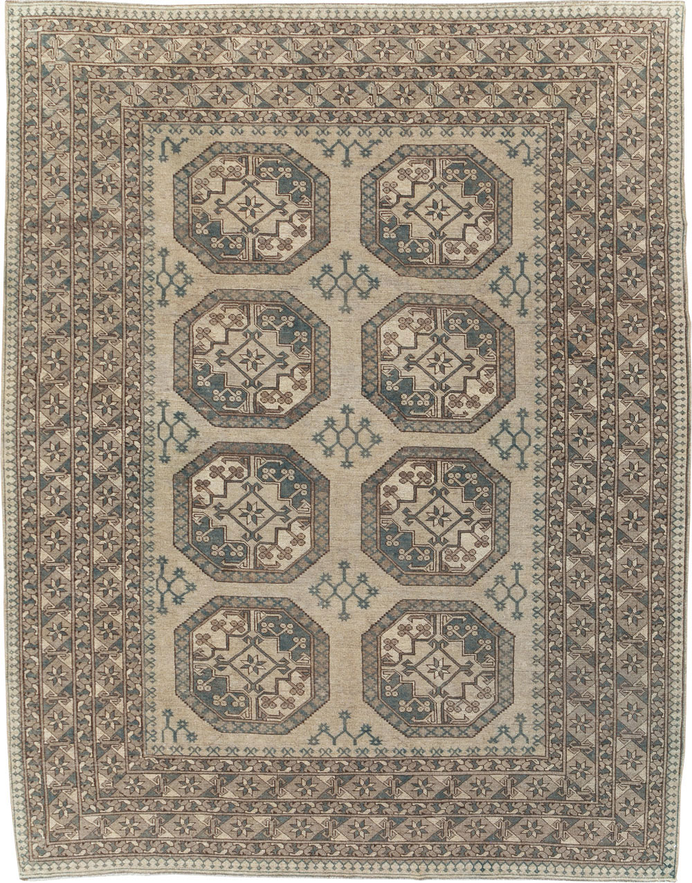 Vintage Central Asian Turkoman Small Room Size Tribal Carpet, No.30884 - Galerie Shabab