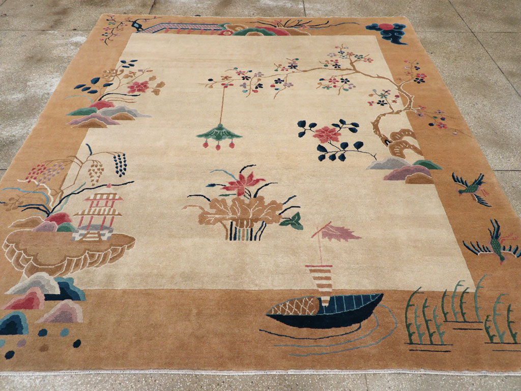 Vintage Chinese Art Deco Square Room Size Carpet, No.30913 - Galerie Shabab
