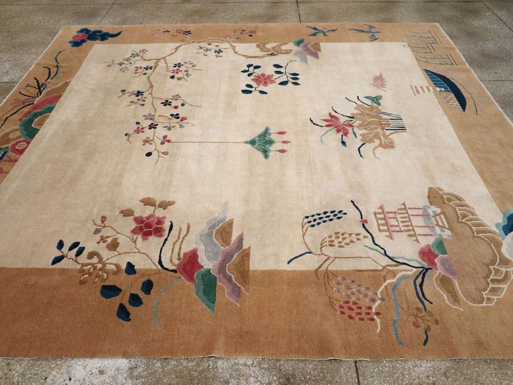 Vintage Chinese Art Deco Square Room Size Carpet, No.30913 - Galerie Shabab