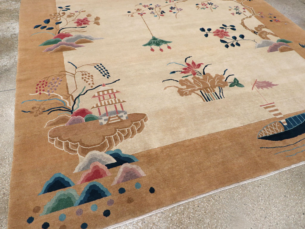 Vintage Chinese Art Deco Square Room Size Carpet, No.30913 - Galerie Shabab