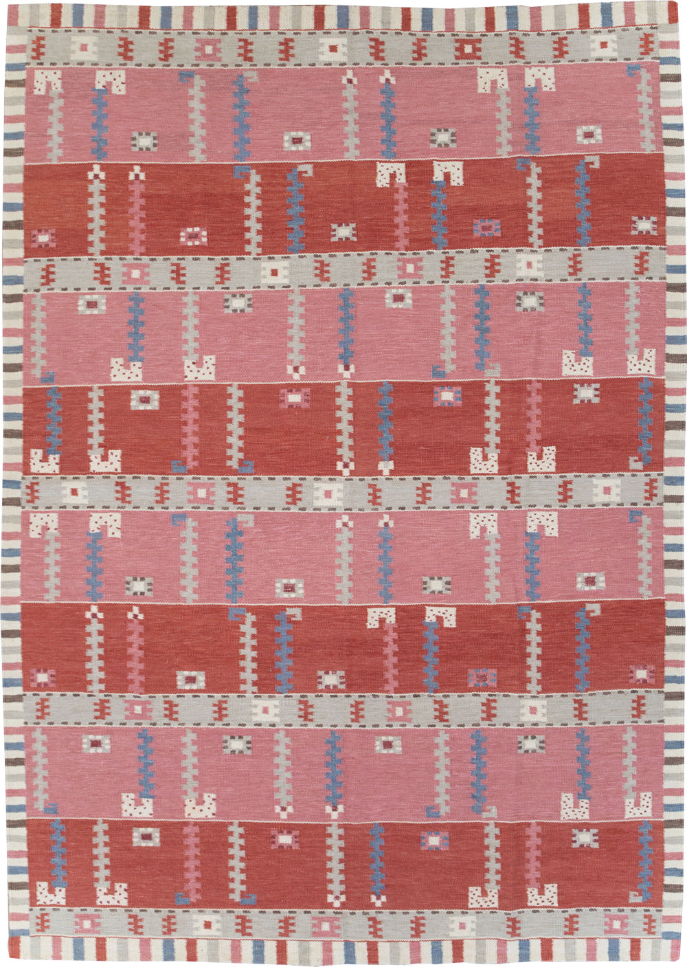 Swedish Inspired Contemporary Turkish Flatweave Kilim Room Size Carpet, No.30926 - Galerie Shabab