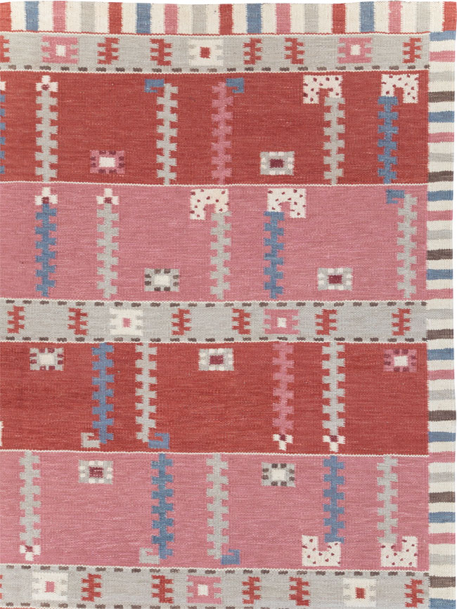 Swedish Inspired Contemporary Turkish Flatweave Kilim Room Size Carpet, No.30926 - Galerie Shabab