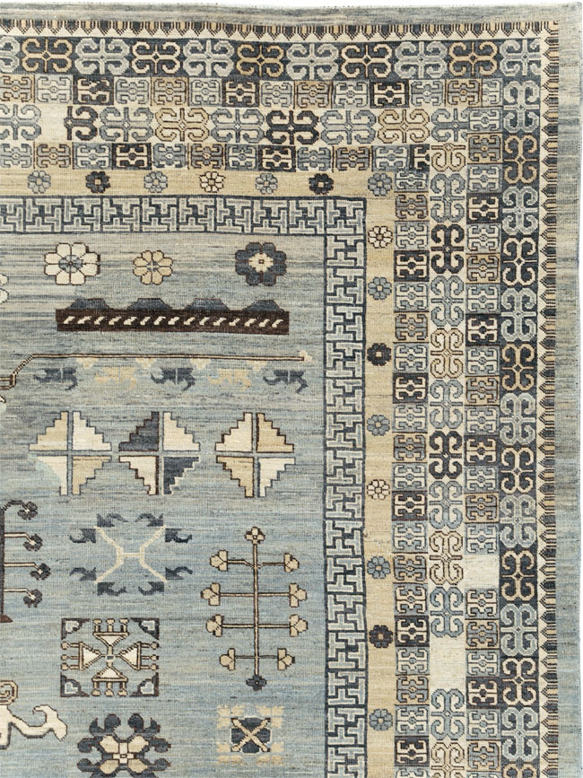 Contemporary East Turkestan Khotan Room Size Carpet, No.30931 - Galerie Shabab