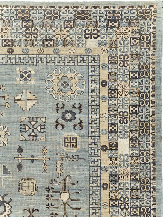 Contemporary East Turkestan Khotan Room Size Carpet, No.30931 - Galerie Shabab