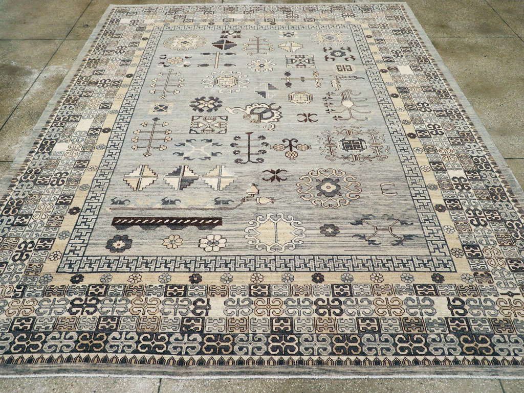 Contemporary East Turkestan Khotan Room Size Carpet, No.30931 - Galerie Shabab