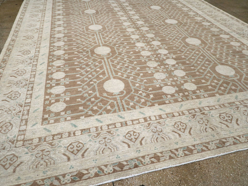 Contemporary East Turkestan Khotan Large Room Size Carpet, No.30933 - Galerie Shabab