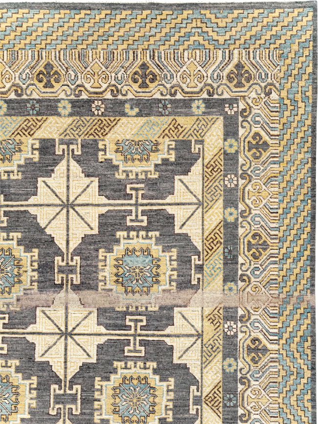 Contemporary East Turkestan Khotan Room Size Carpet, No.30935 - Galerie Shabab
