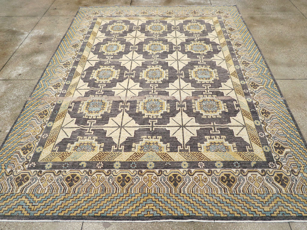 Contemporary East Turkestan Khotan Room Size Carpet, No.30935 - Galerie Shabab