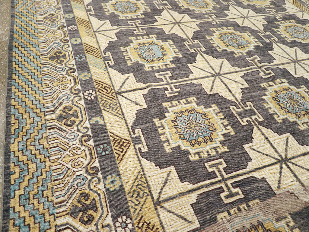 Contemporary East Turkestan Khotan Room Size Carpet, No.30935 - Galerie Shabab