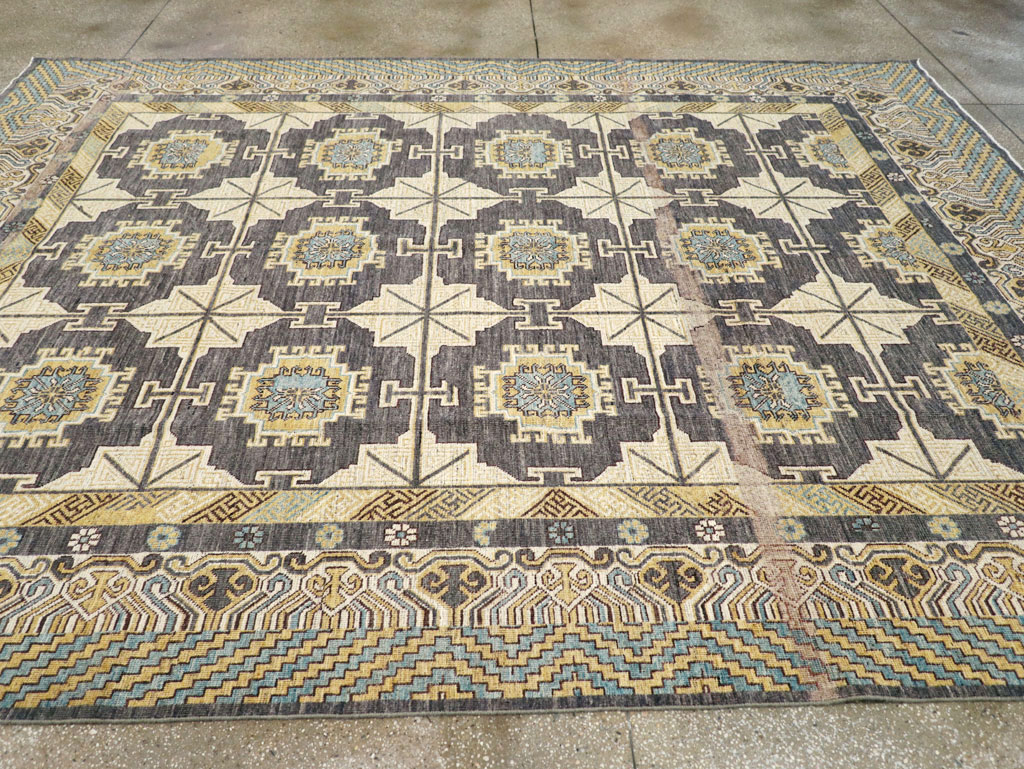 Contemporary East Turkestan Khotan Room Size Carpet, No.30935 - Galerie Shabab