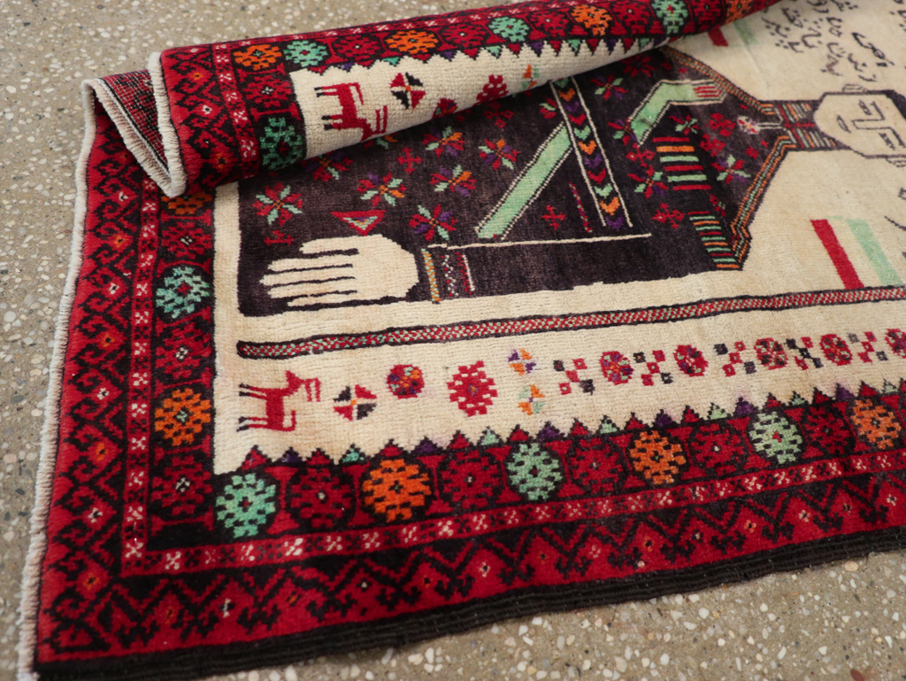 Vintage Persian Turkoman Pictorial Rug, No.30942 - Galerie Shabab