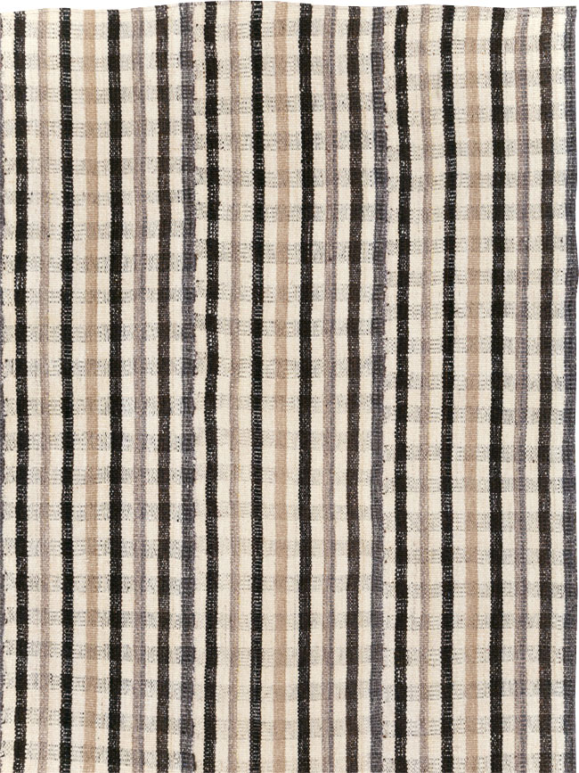 Vintage Persian Plaid Flatweave Kilim Room Size Carpet, No.30952 - Galerie Shabab