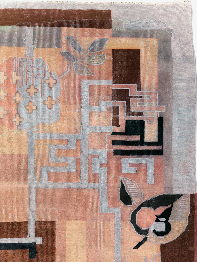 Vintage Turkish Art Deco Accent Carpet, No.30958 - Galerie Shabab