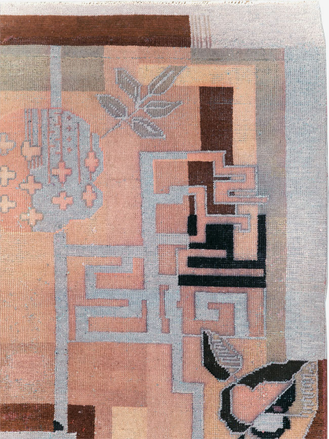 Vintage Turkish Art Deco Accent Carpet, No.30958 - Galerie Shabab