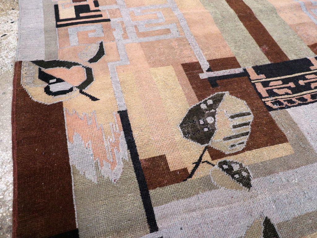 Vintage Turkish Art Deco Accent Carpet, No.30958 - Galerie Shabab